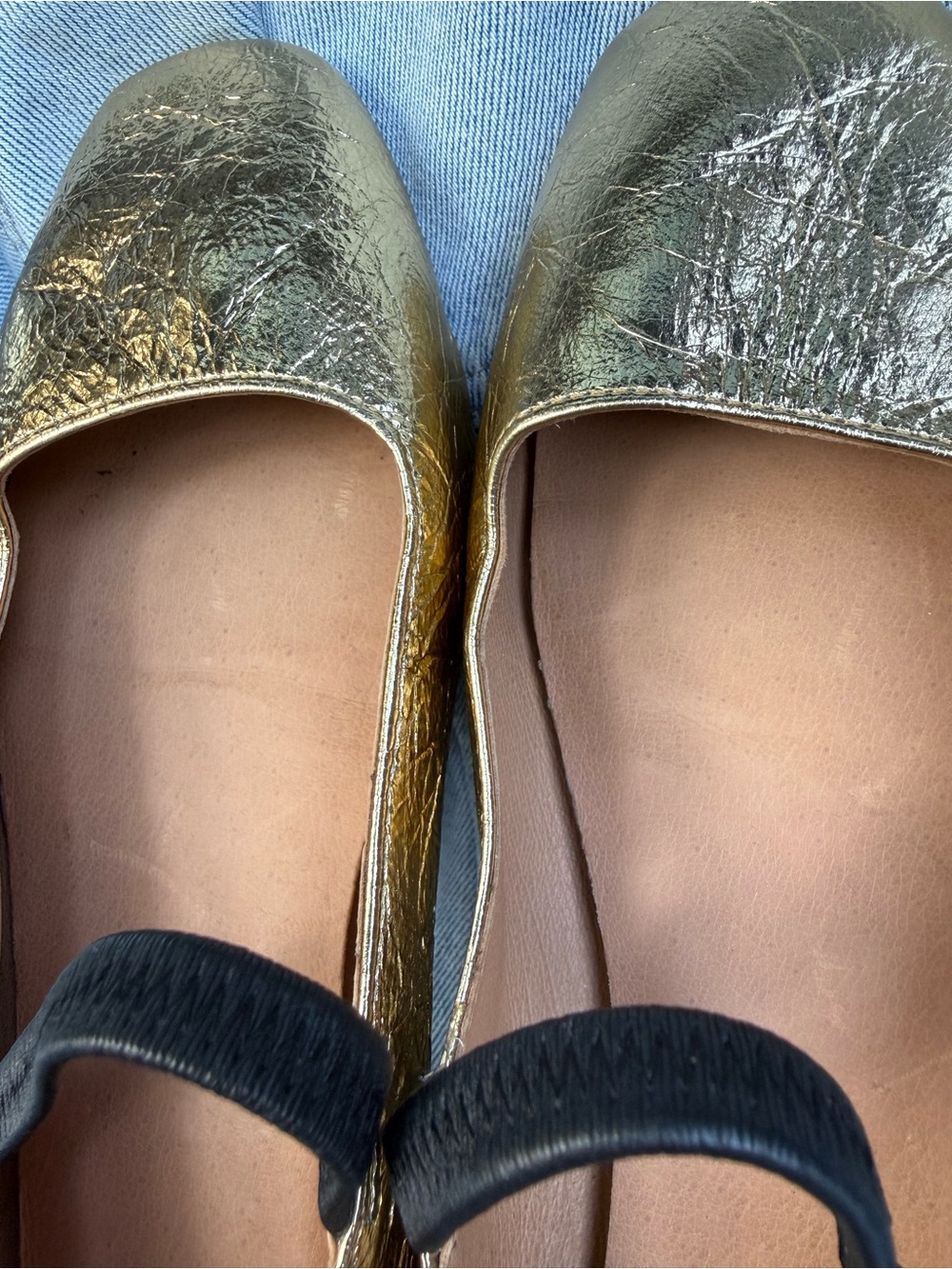 Madewell Gold Metallic Ballet Flats with Elastic Strap Leather size 7.5 - Picture 6 of 7